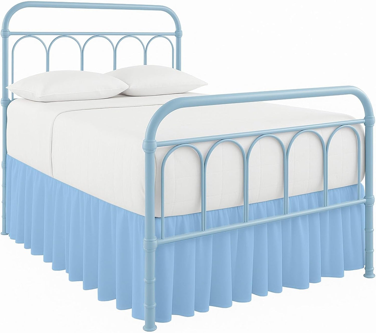 Cottingon Bed Skirt King 14" Drop with Split Corners, 100% Microfiber Soft and Stylish, Dust Ruffle with Platform, Light Blue