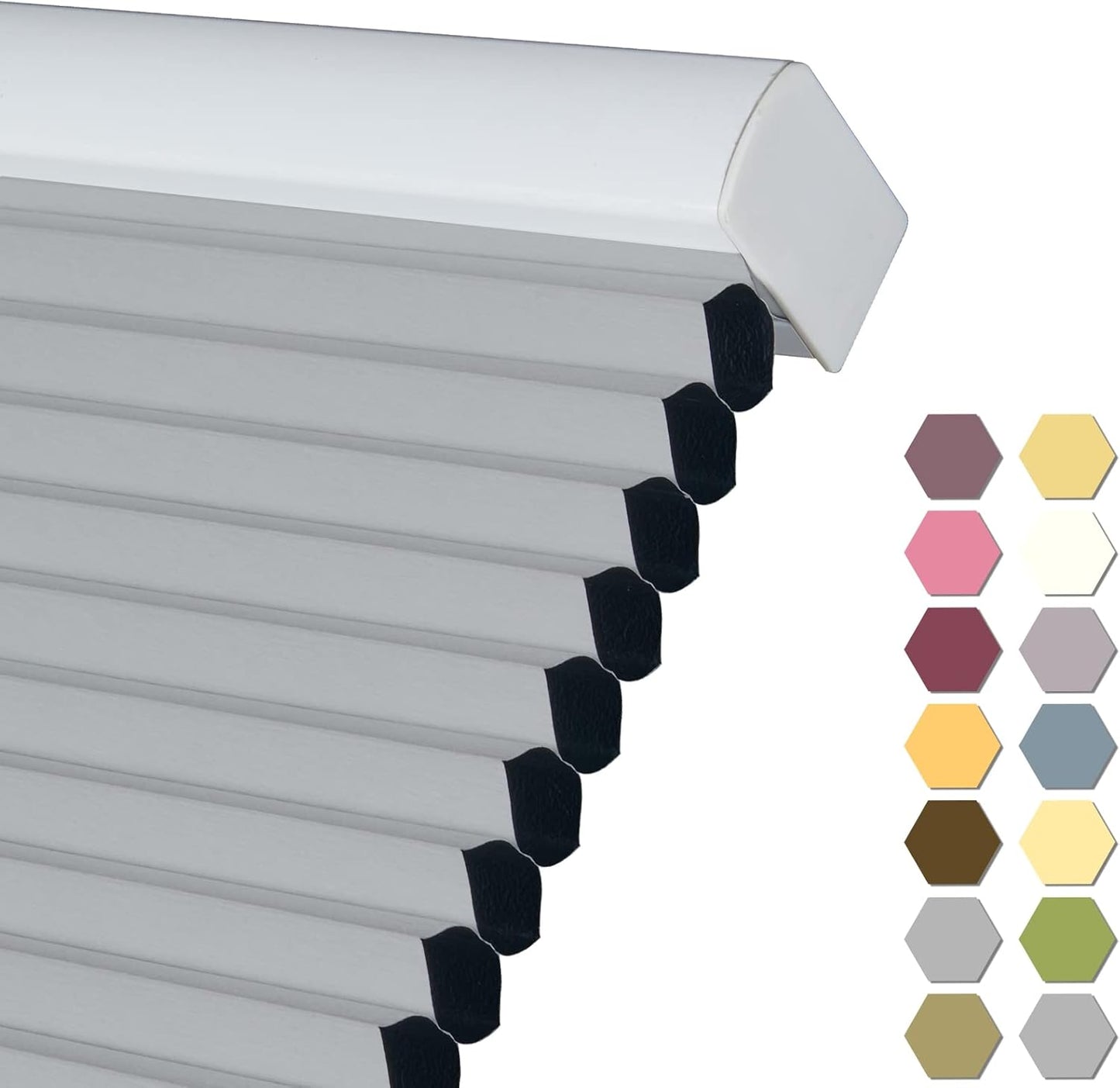 Persilux Blackout Cellular Shades Cordless Window Shades Bottom up Pleated Window Blinds Thermal Insulated Honeycomb Blinds for Windows, Home and Office, Dark Grey, 24" W x 60" H