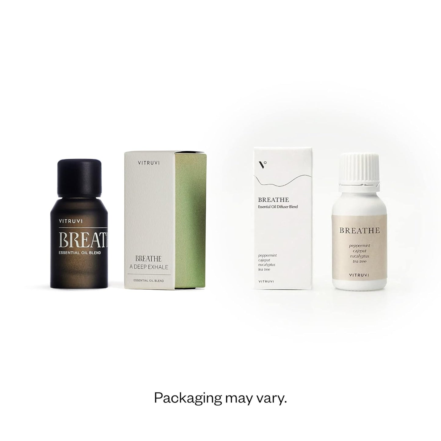 Vitruvi Breathe Minty and Cooling Essential Oil Blend with Peppermint, Cajeput, Eucalyptus, and Tea Tree Oil (0.5 Fl oz)