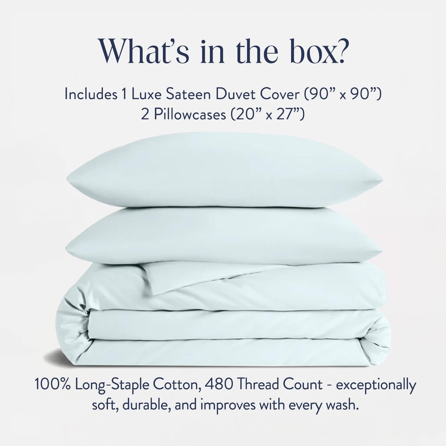 Brooklinen Luxury Sateen Duvet Cover Set - 100% Cotton, Full/Queen Size in Sky - Includes 1 Duvet Cover and 2 Standard Pillowcases - Best Full/Queen Duvet Covers
