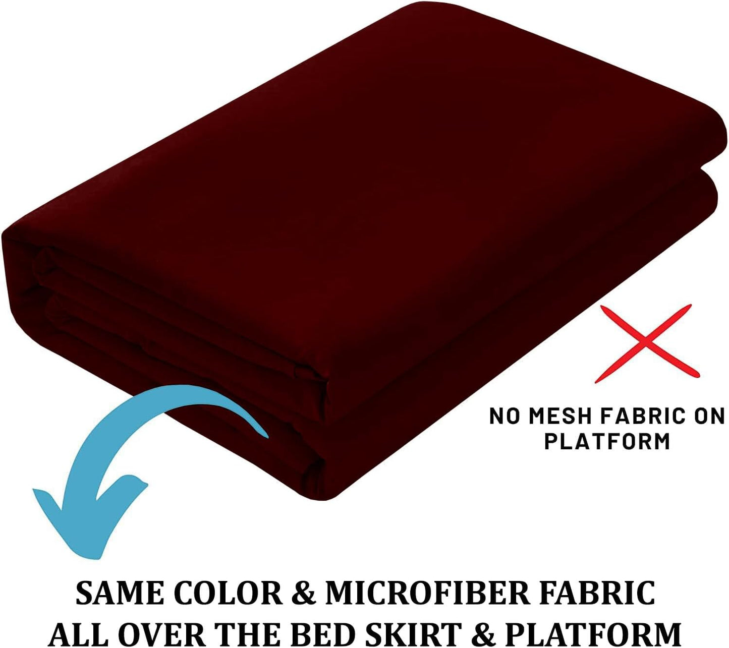 Ruffled Bed Skirt with Split Corners, Burgundy, King 12 Inch Drop Bedskirt, Hotel Quality Brushed Microfiber Wrinkle Free Dust Ruffle Bed Skirt King Size