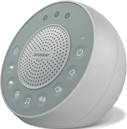Housbay Glows White Noise Sound Machine, 31 Soothing Sounds, 5W Loud Stereo Sound, Sleep Timer, Small Travel Sleep Machine & Noise Canceling for Sleeping, Relaxation-Gray