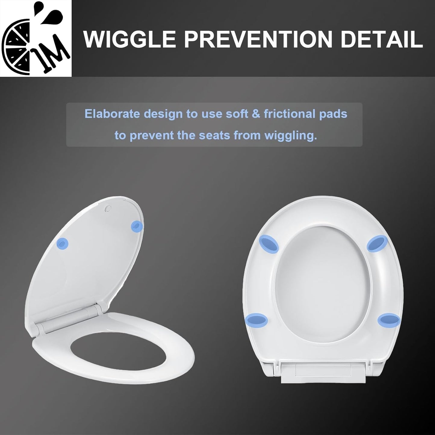 1M Family Toilet Seat, Patented Slow Close & Quick Releasing Technology, Anti-Wiggling, Easy to Install and Clean, Standard Round with Adult Seat Only (1 Piece)
