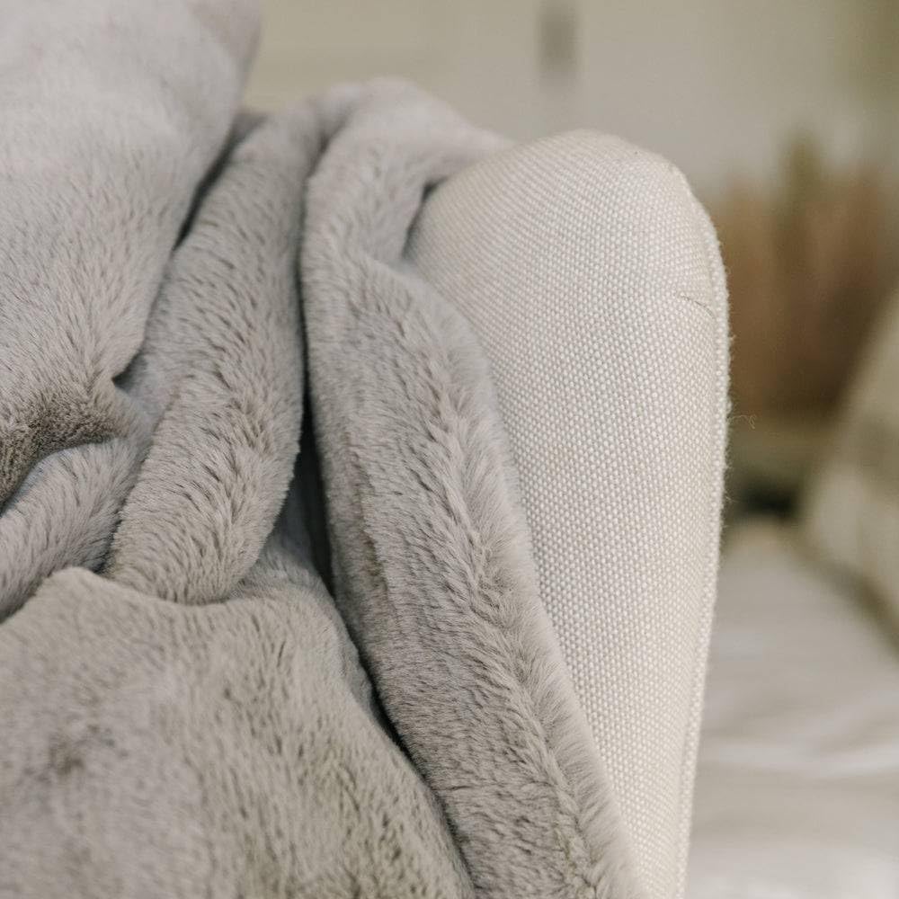 Minky Designs Ash Gray Minky Blanket – Ultra Soft Faux Fur Throw Blanket for Couch, Bed & Home – Fluffy, Warm & Luxurious – Posh Collection (Large, 60x72)