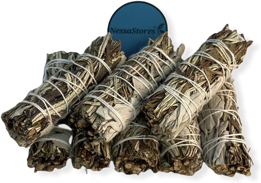 NESSASTORES - White Sage + Yerba Santa Smudge Stick Incense 4" Bundle #JC-152 (3 pcs)