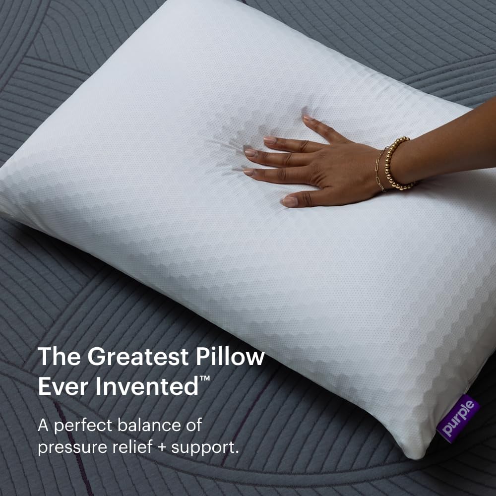 Purple Harmony Pillow - King Low, Greatest Pillow Ever Invented, 360º Hex Grid & Talalay Latex Core - No Pressure Support, Stays Cool, Luxurious Comfort