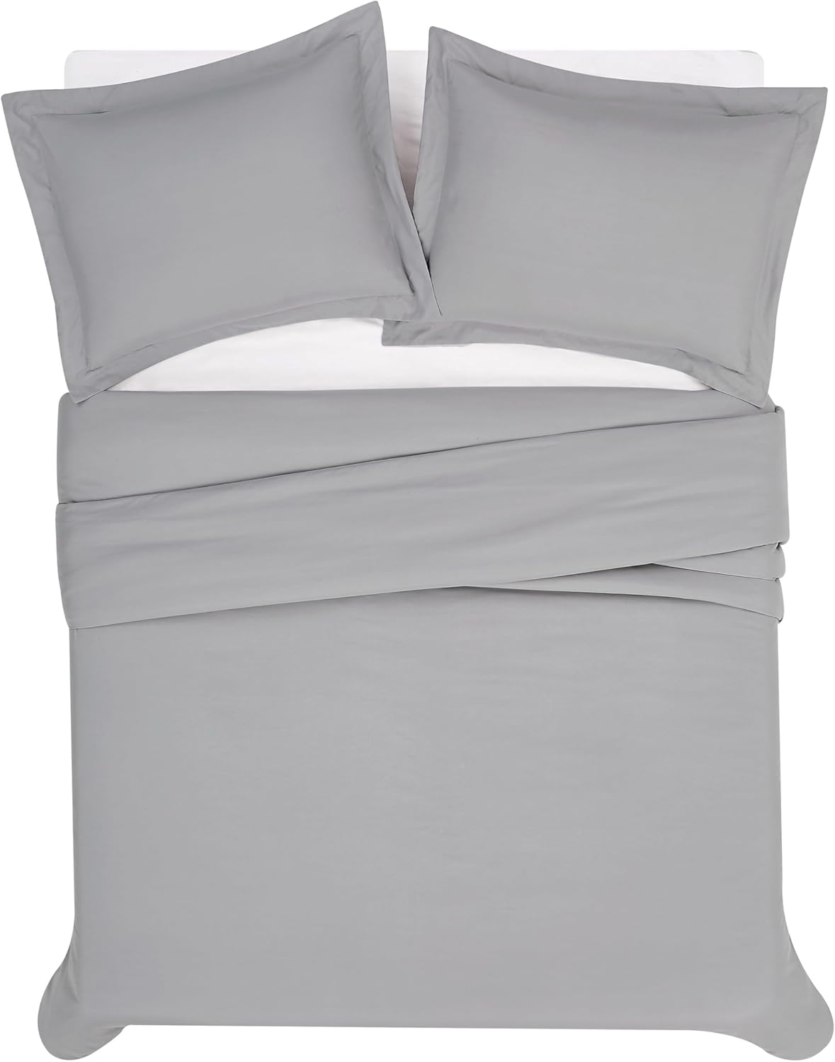 London Fog Garment Washed Solid Duvet Set Grey Microfiber 2-Piece Twin XL Duvet Set, Solid Themed, Adult and Teen, Oeko-TEX Certified