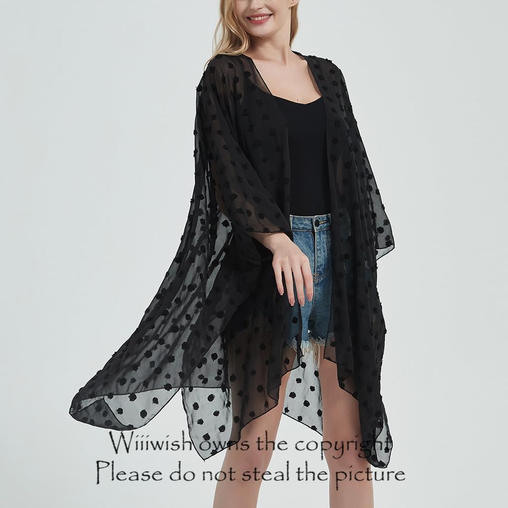 Women's Bohemian Floral Chiffon Beach Cover up Swimsuit Kimono Summer Swimwear Cardigans