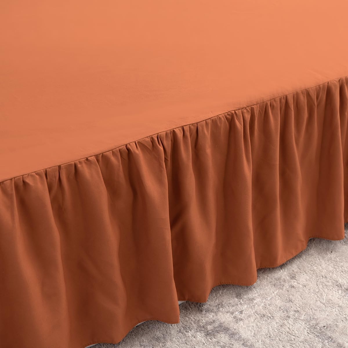 Bed Skirt Queen Size Ruffled Bed Skirt with Split Corners, Queen Bed Skirt 14 Inch Drop, TSUTOMI Queen Size Bed Skirt Terracotta for Ruffled Bed Skirt with Split Corners, Bed Skirts Queen Size