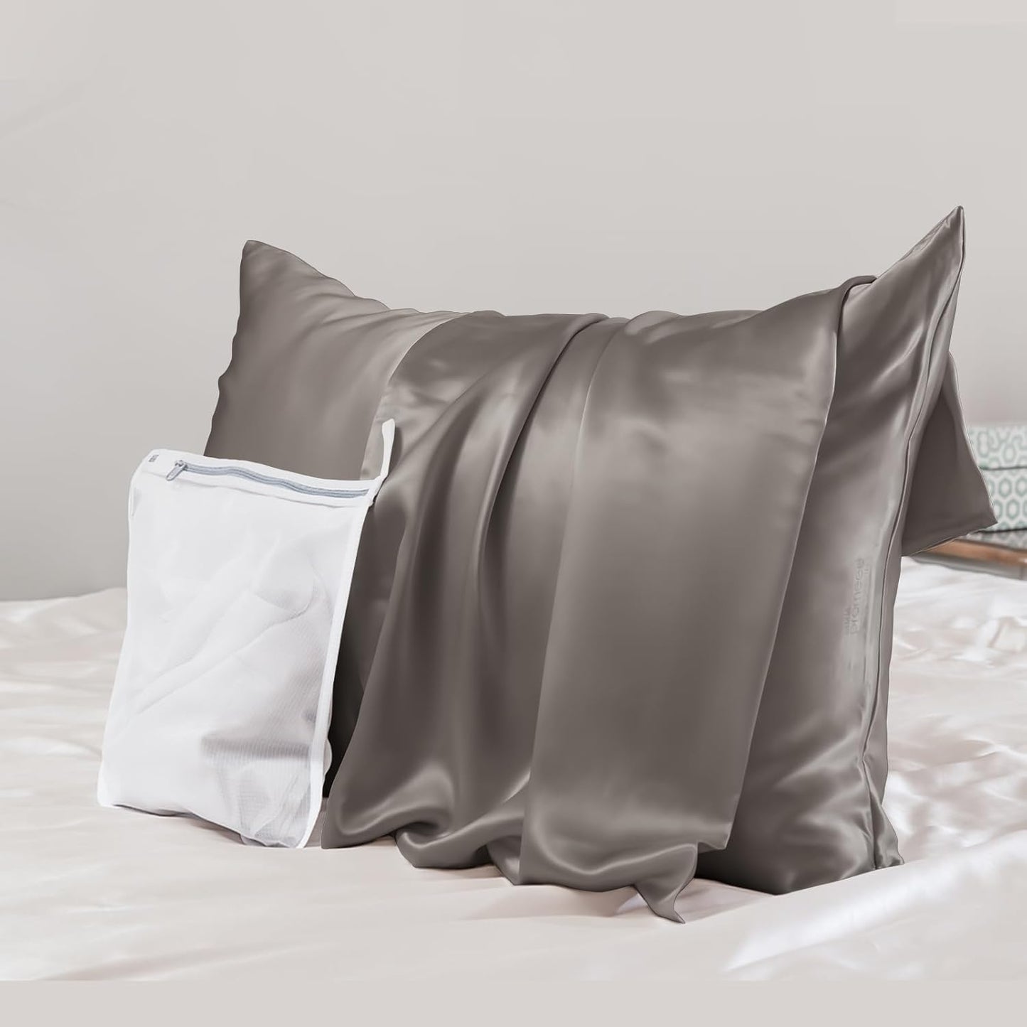 PROMEED Grey Silk Pillowcase Standard Size - Both Sides 23 Momme Grade 6A+Mulberry Silk Pillow Case Covers for Hair and Skin, Soft and Acne Free (Standard 20"x26", Grey)
