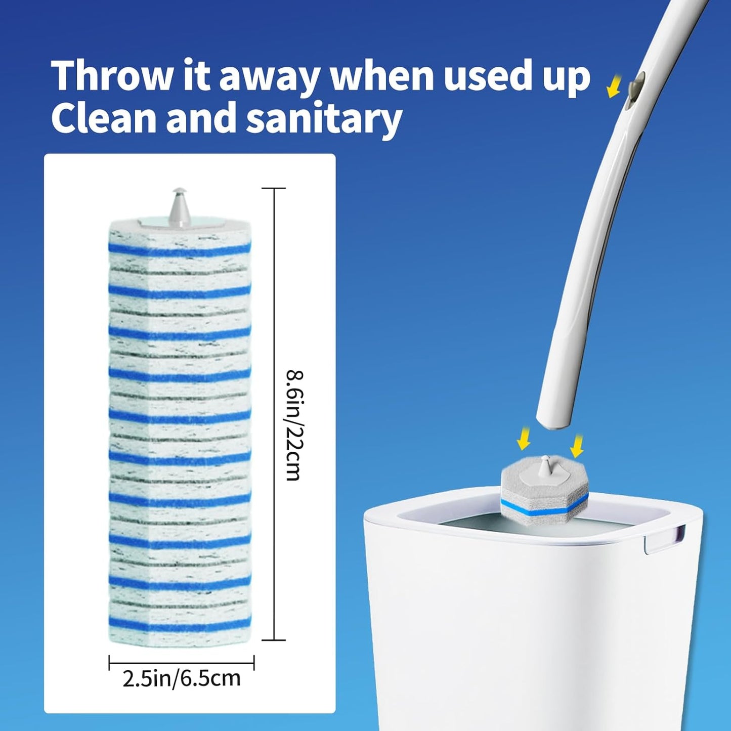 100pc Bulk Toilet Wand Refills - Disposable Toilet Brush Replacement Heads, Pack for Household Cleaning Bathroom cleaners Compatible Heads,washroom mats Brush Cleaning System,Clean Refill Pads.