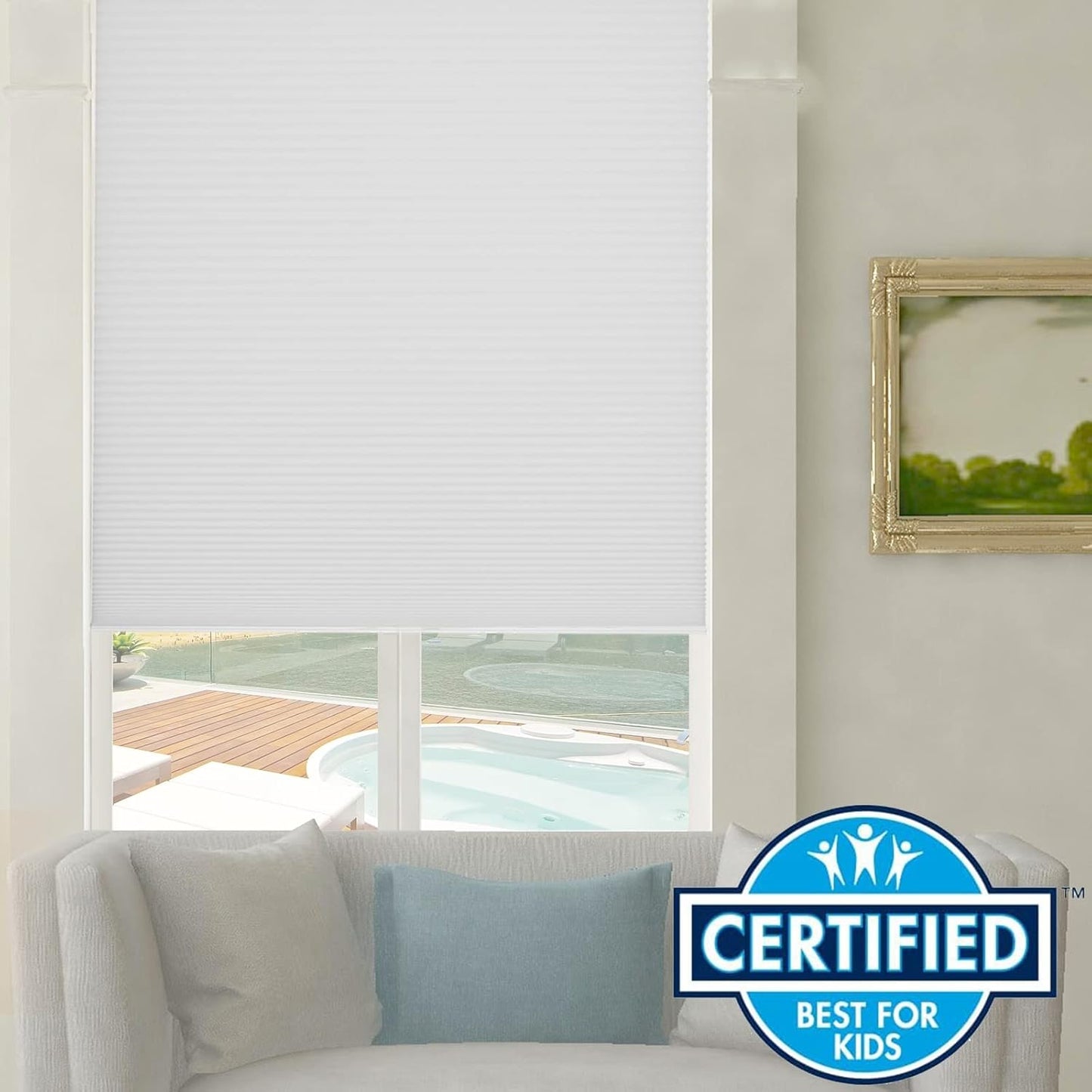 Persilux Custom Size Cellular Shades Cordless Bottom up Light Filtering Window Shades UV Protection Room Darkening Honeycomb Blinds for Windows, Sliding Glass Doors Light Grey