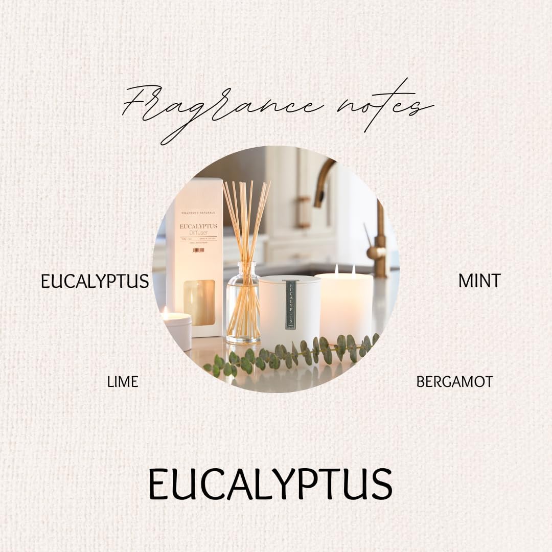 Hillhouse Naturals 1 liter Eucalyptus Linen Mist Aromatherapy Spray for Relaxation and Sleep. With scents of spearmint, eucalyptus, rosemary and our special floral blend. Made in the USA