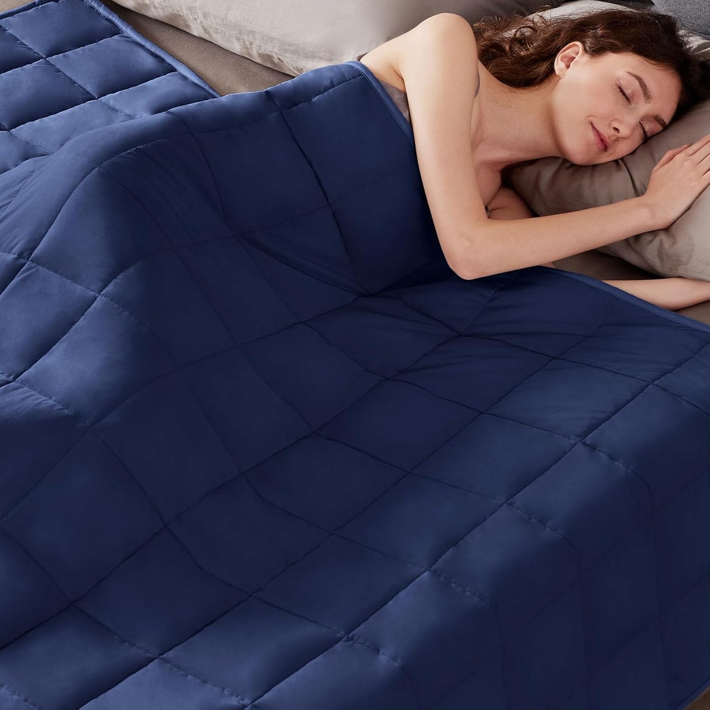 Weighted Blanket Queen Size (60"x80" 12lbs),Ultra Soft and Cozy Cooling Weighted Blanket Queen Size for Adult,Heavy Blanket with Machine Washable Soft Blanket, Blue