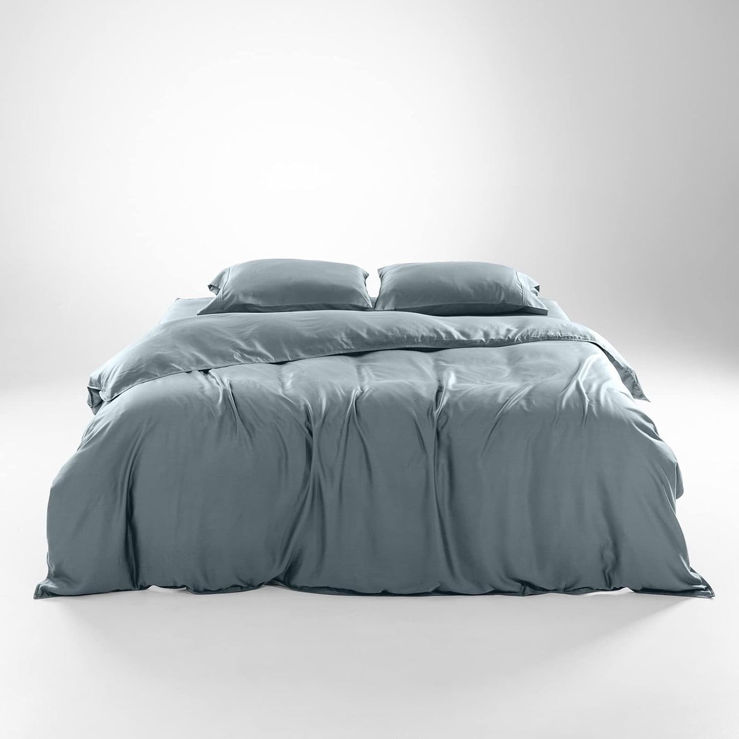 Olive + Crate Tencel Eucalyptus Cooling Duvet Cover Set - Hypoallergenic, Lyocell Tencel Duvet Cover - Soft, Temperature Regulating with Hidden Button Closure & Corner Ties - King Size [Basalt Blue]