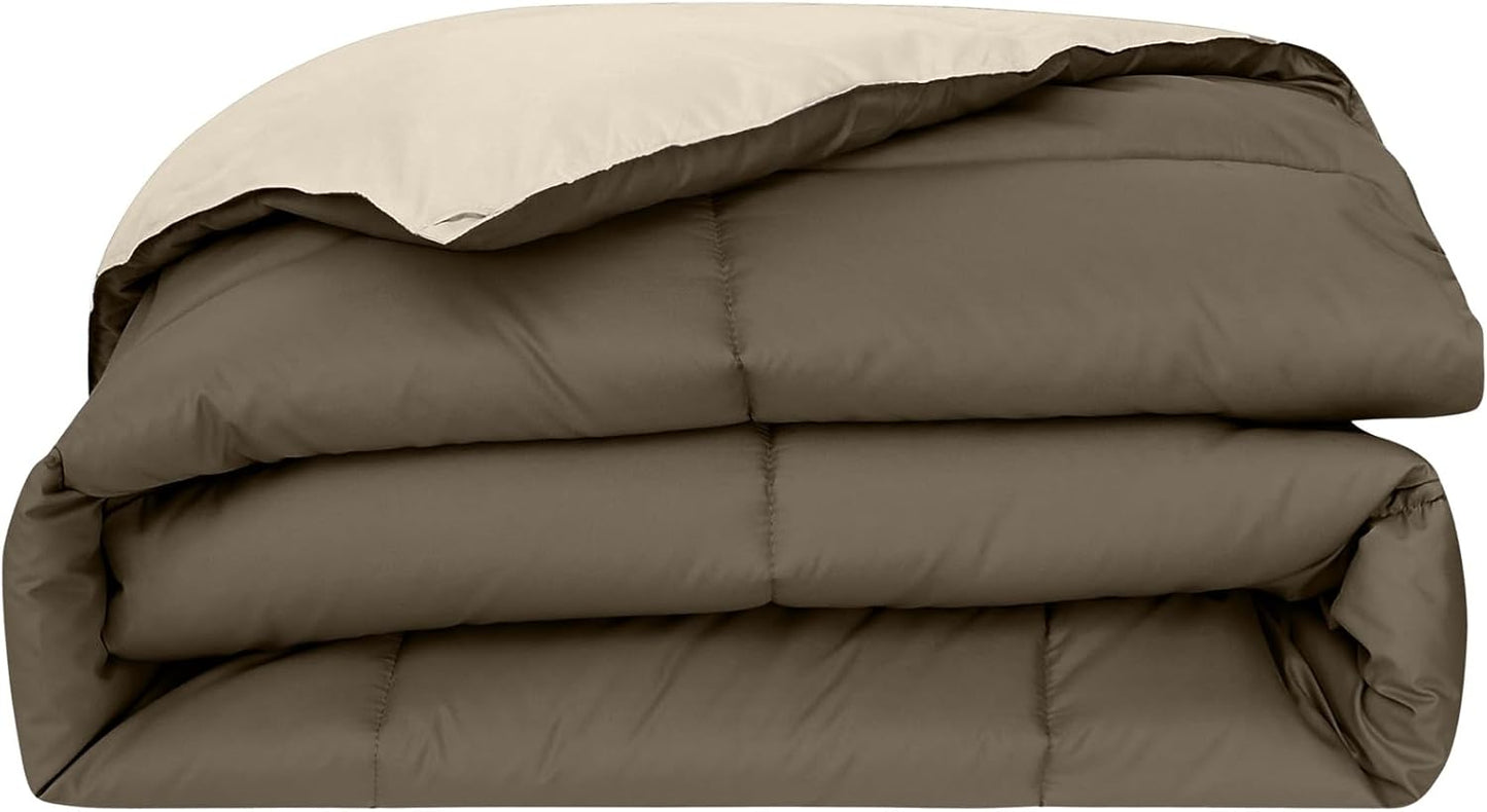 Modern Threads Down Alternative Reversible Comforter Taupe/Champagne Queen
