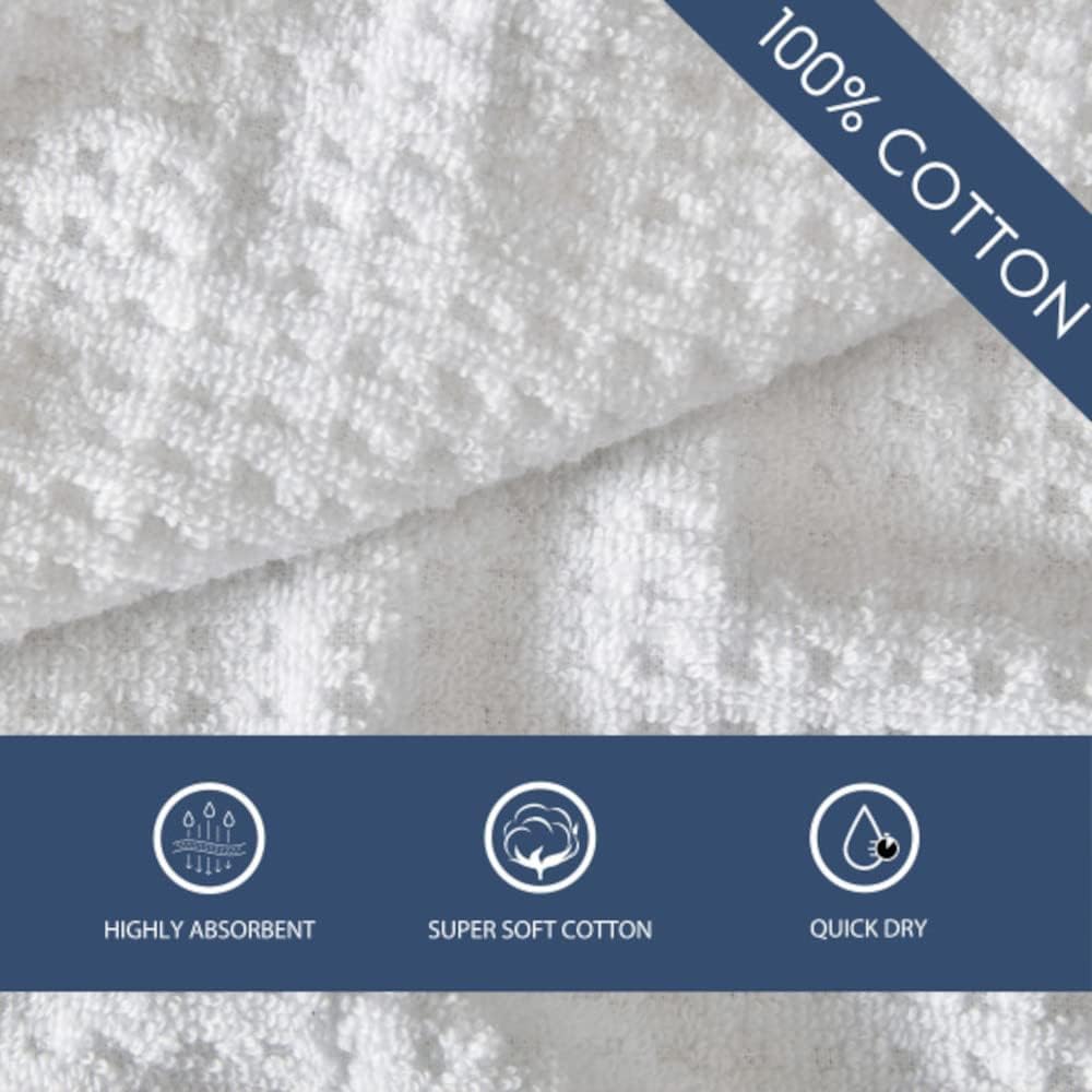 Tommy Bahama - Bath Towels, Highly Absorbent Cotton Bathroom Decor, Low Linting & Fade Resistant, Oeko-Tex Certified (Northern Pacific White, 6-Piece)