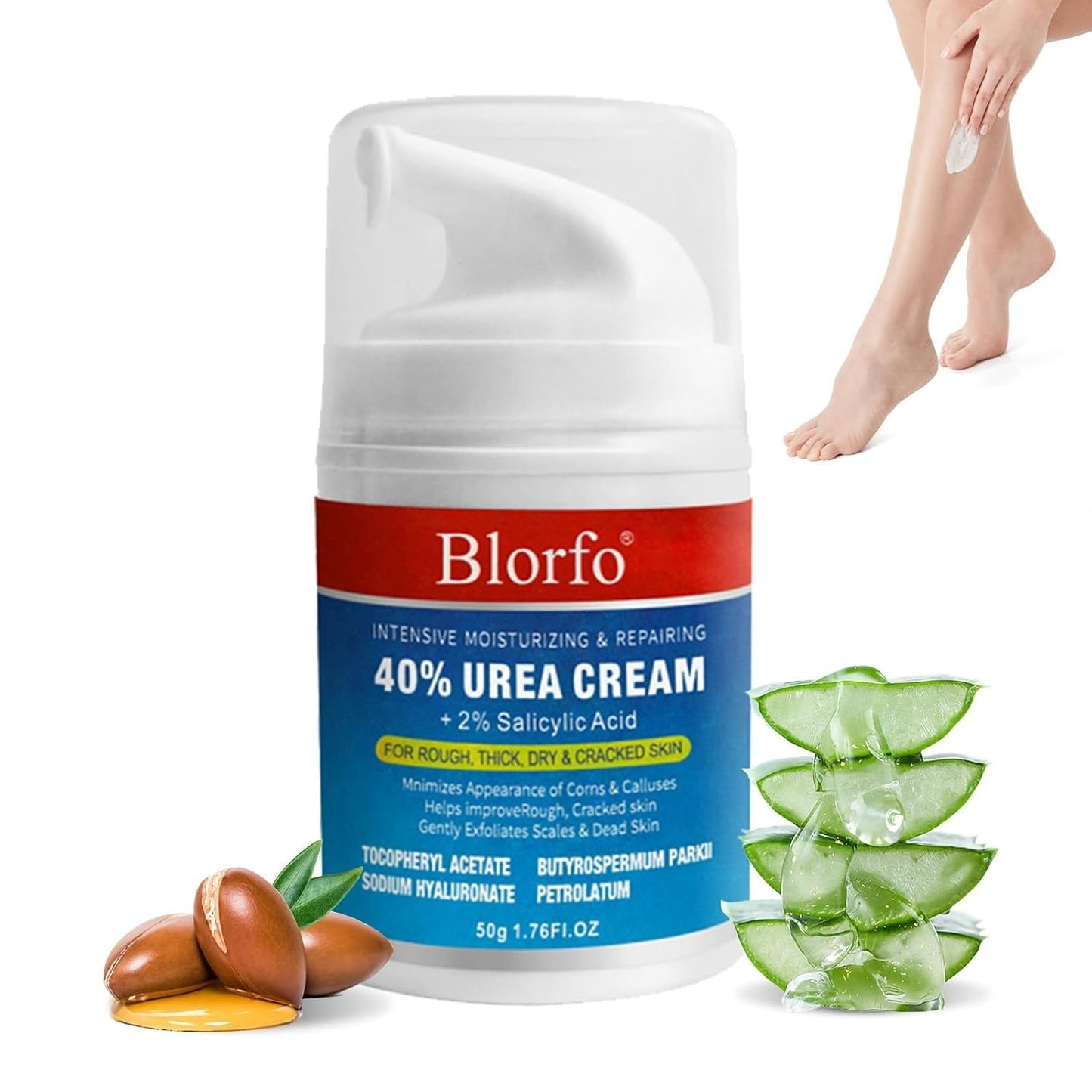 Urea Cream 40% Percent Foot Care Plus 2% Salicylic Acid 3.52 Fluid oz,Foot and Hand Cream Maximum Strength with Aloe Vera and Shea Butter,for calluses and Dry – 2-Pack