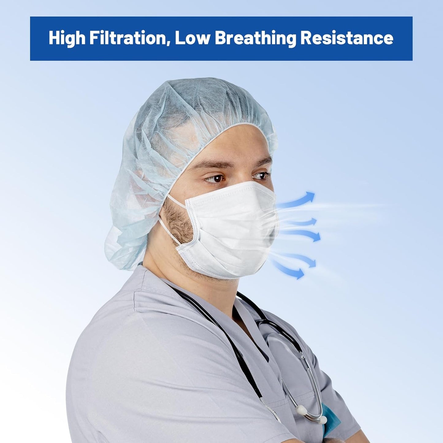 JMU Disposable Face Masks 50 Pack, 4-Ply ASTM Level 3 Medical Mask for Adults, White