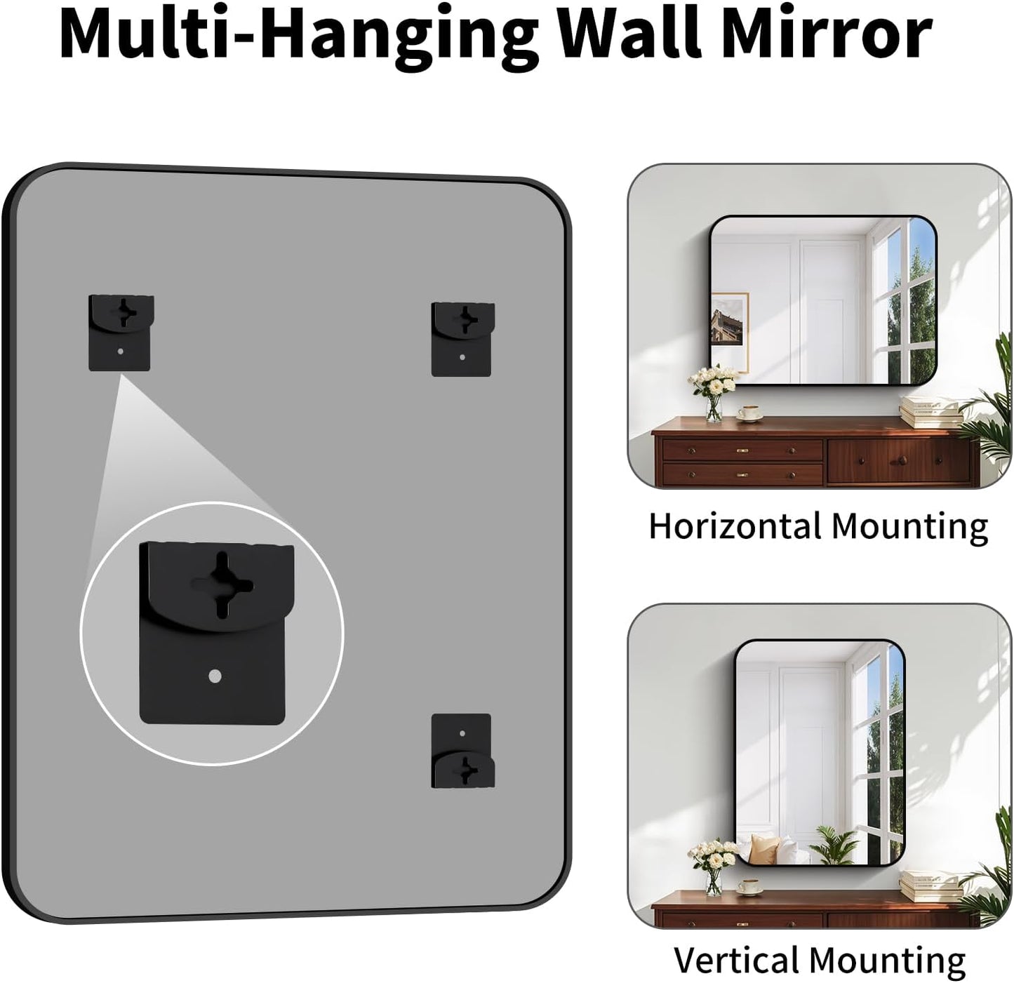 Koonmi Black Framed Bathroom Mirror - 30x40 Inch Shatterproof Tempered Glass Vanity Mirror for Bathroom Sink, Wall Mounted with Matte Aluminum Alloy Frame, No Distortion, Modern Decor