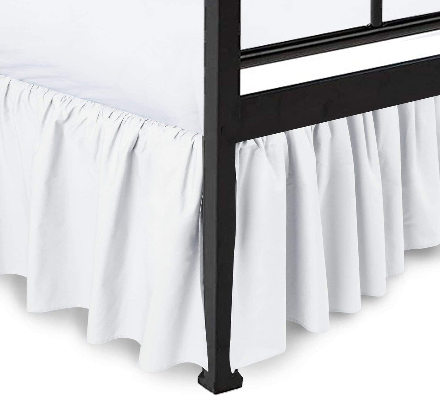 Ruffled Bed Skirt with Split Corners, White, Full 21 Inch Drop Bedskirt, Hotel Quality Brushed Microfiber Wrinkle Free Dust Ruffle Bed Skirt Full Size