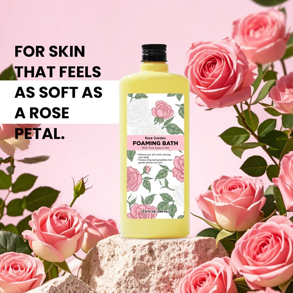Bubble Bath for Women, Rose Scented Bubble Bath Gifts Set, Foaming Bath Mother's Day Gifts for Mom, 51.2 fl oz (Pack of 4)