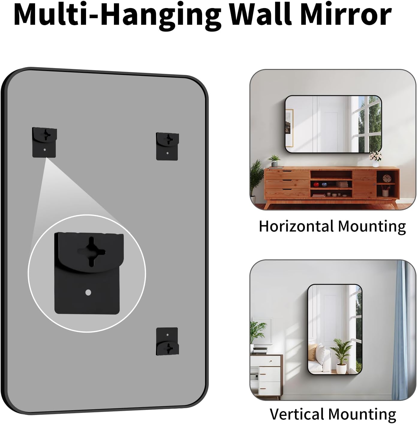 Koonmi Black Framed Bathroom Mirror - 30x50 Inch Shatterproof Tempered Glass Vanity Mirror for Bathroom Sink, Wall Mounted with Matte Aluminum Alloy Frame, No Distortion, Modern Decor