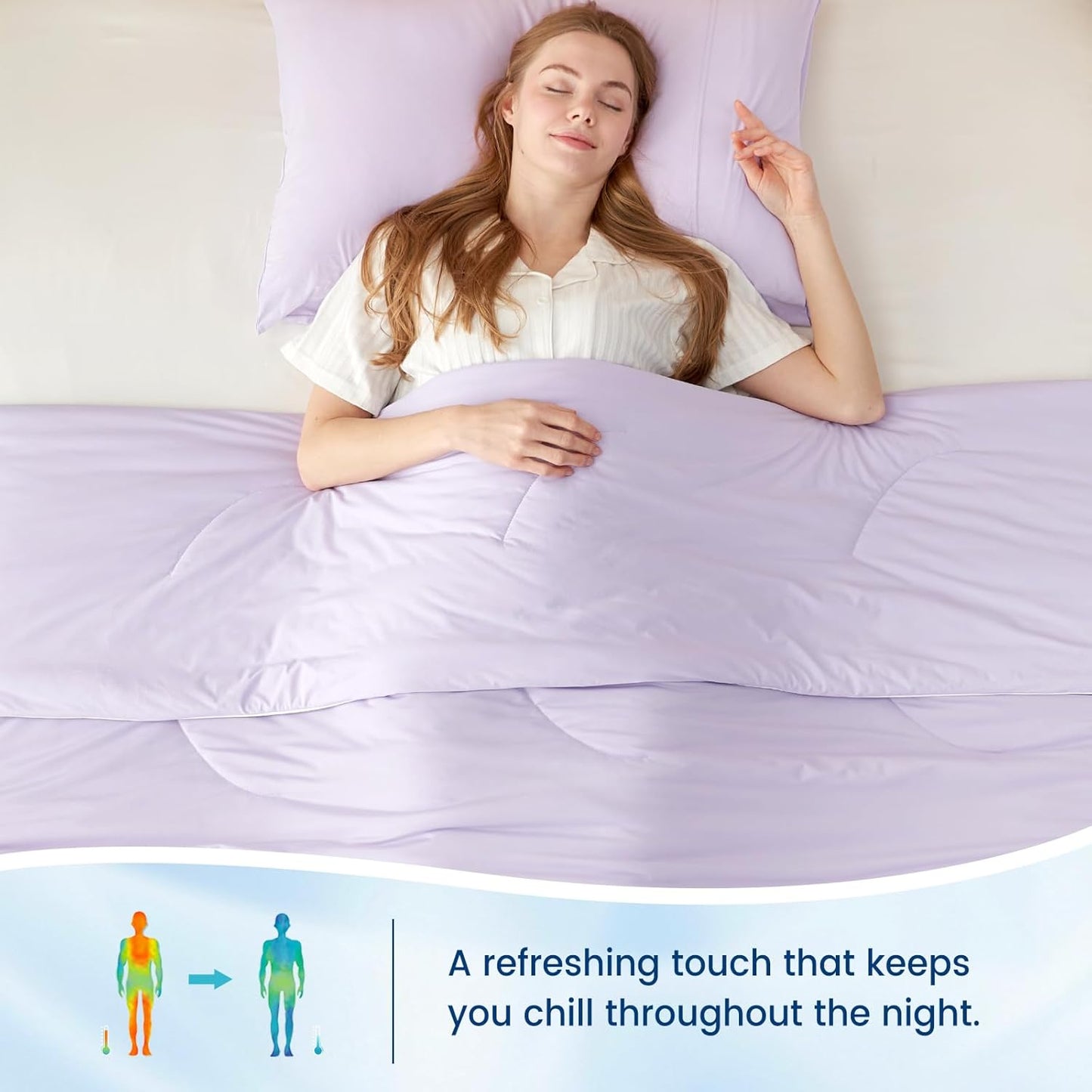 Cozy Bliss Cooling Comforter King Size Dual-Sided, Ultra-Soft Cooling Blankets for Hot Sleepers and Night Sweats, Breathable Lightweight Silky Smooth, Lavender Purple