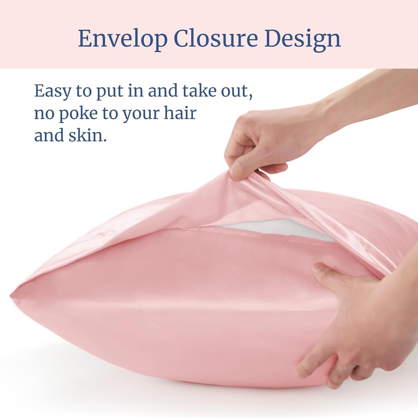 BEDELITE Satin Pillowcase for Hair and Skin, Super Soft Similar to Silk Pillow Cases 4 Pack with Envelope Closure, Cooling Pillowcases for Women Men (20"x40" King Size, Pink)