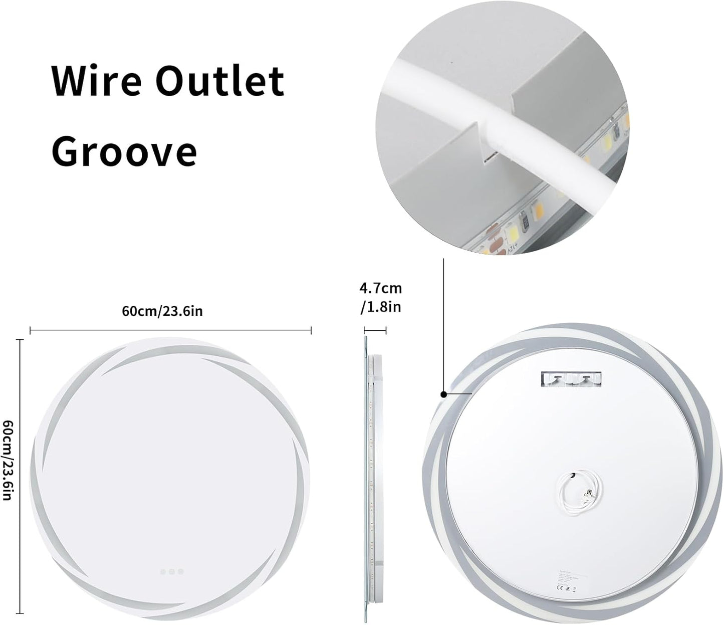 LUVODI Lighted LED Bathroom Mirror: 24” Circle Lighted Dimmable Wall Mounted Vanity Mirror with Bright Backlit - Smart Mirror Anti Fog with Touch Switch for Restroom Bedroom Living Room