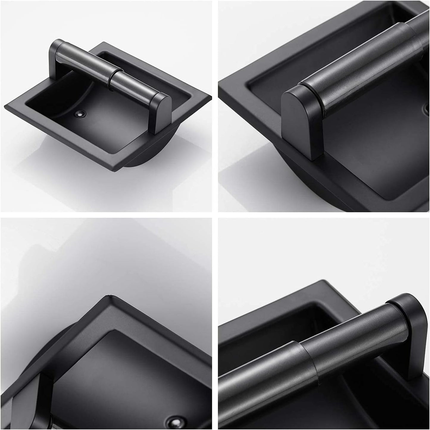 Matte Black Recessed Toilet Paper Holder/Tissue Paper Holder Stainless Steel Toilet Paper Holder in Wall for Bathroom Accessories Rear Mounting Bracket Included