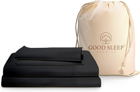 Good Sleep Bedding King Size Sheets Set Deep Pockets - 4 Pc, King Sheet Set, 100% Egyptian Cotton Bedsheets King Size Bed, Soft & Breathable King Size Sheets, FIts Upto 16 Inch - Black