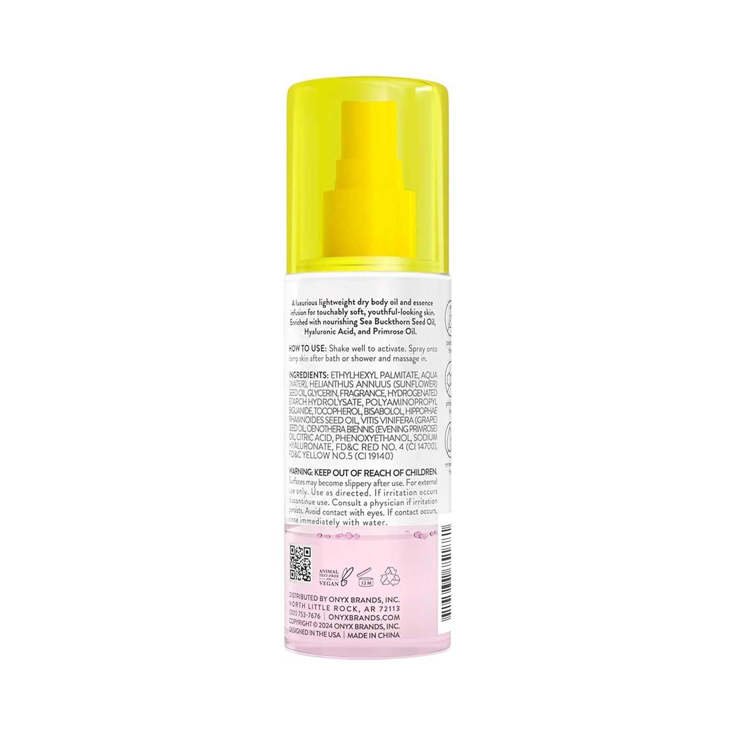 Onyx Professional Hydrating Dry Body Oil, Rose Petals, 3.7 fl oz, 2pk