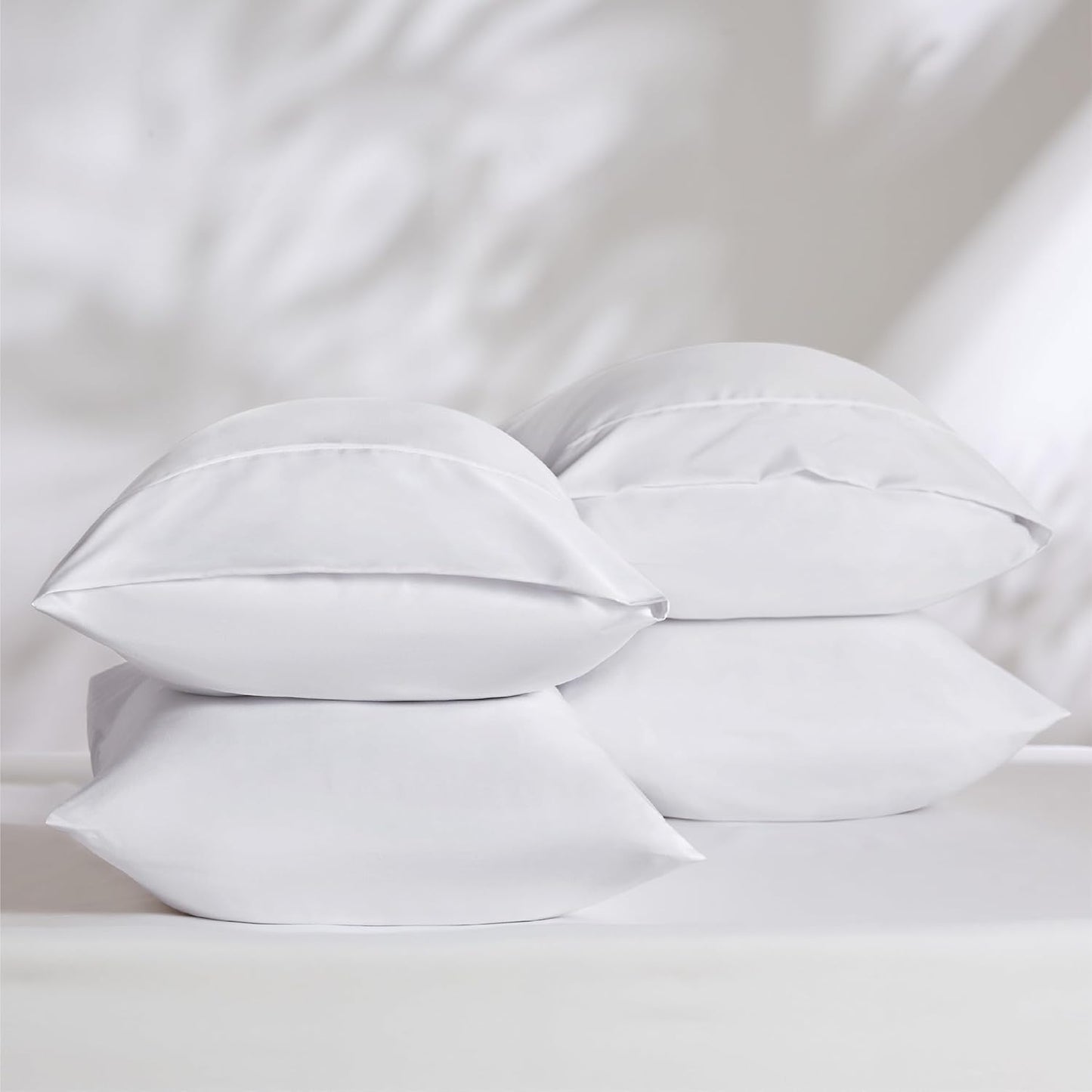 Bedsure Queen Pillow Cases Set of 4 - White Brushed Microfiber Pillowcases 4 Pack, Super Soft Pillowcase, Pillow Case Covers with Envelope Closure, Wrinkle, Fade and Stain Resistant, 20x30 Inches