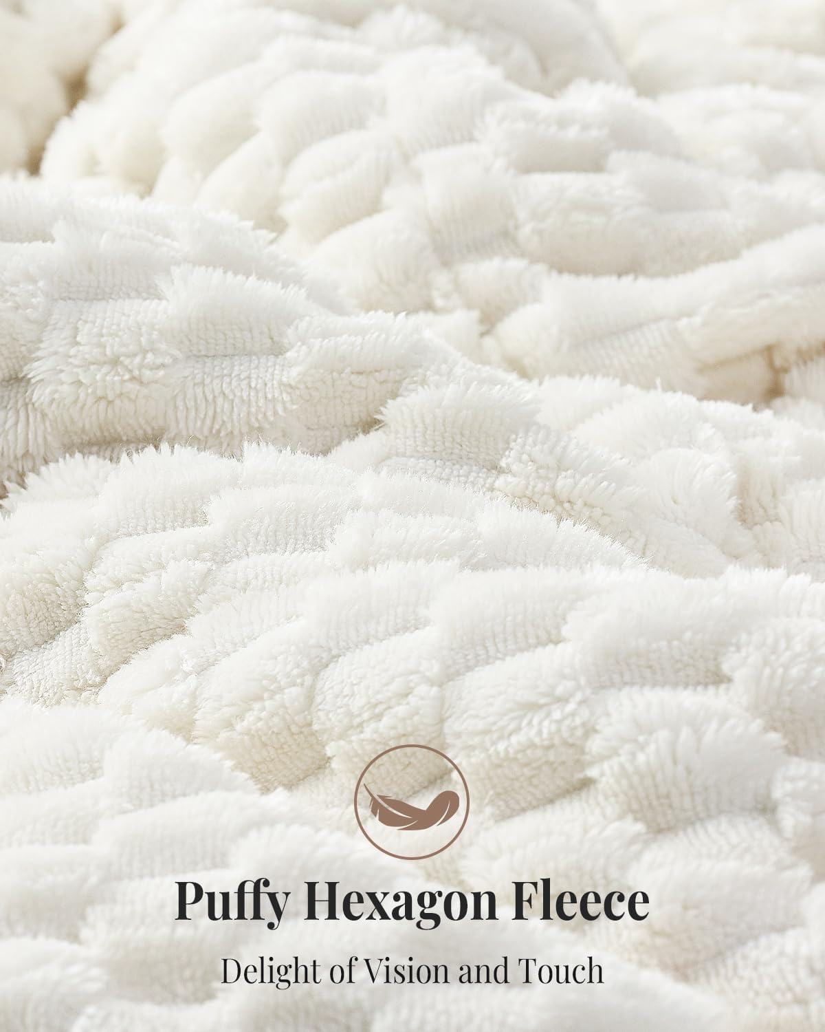 Topblan Sherpa Weighted Blanket for Adluts, Soft Cozy Jacquard Fleece Weighted Blankets Queen Size 20lbs, Thick Heavy Blanket for Sleeping, 60 x 80 inches, Cream White