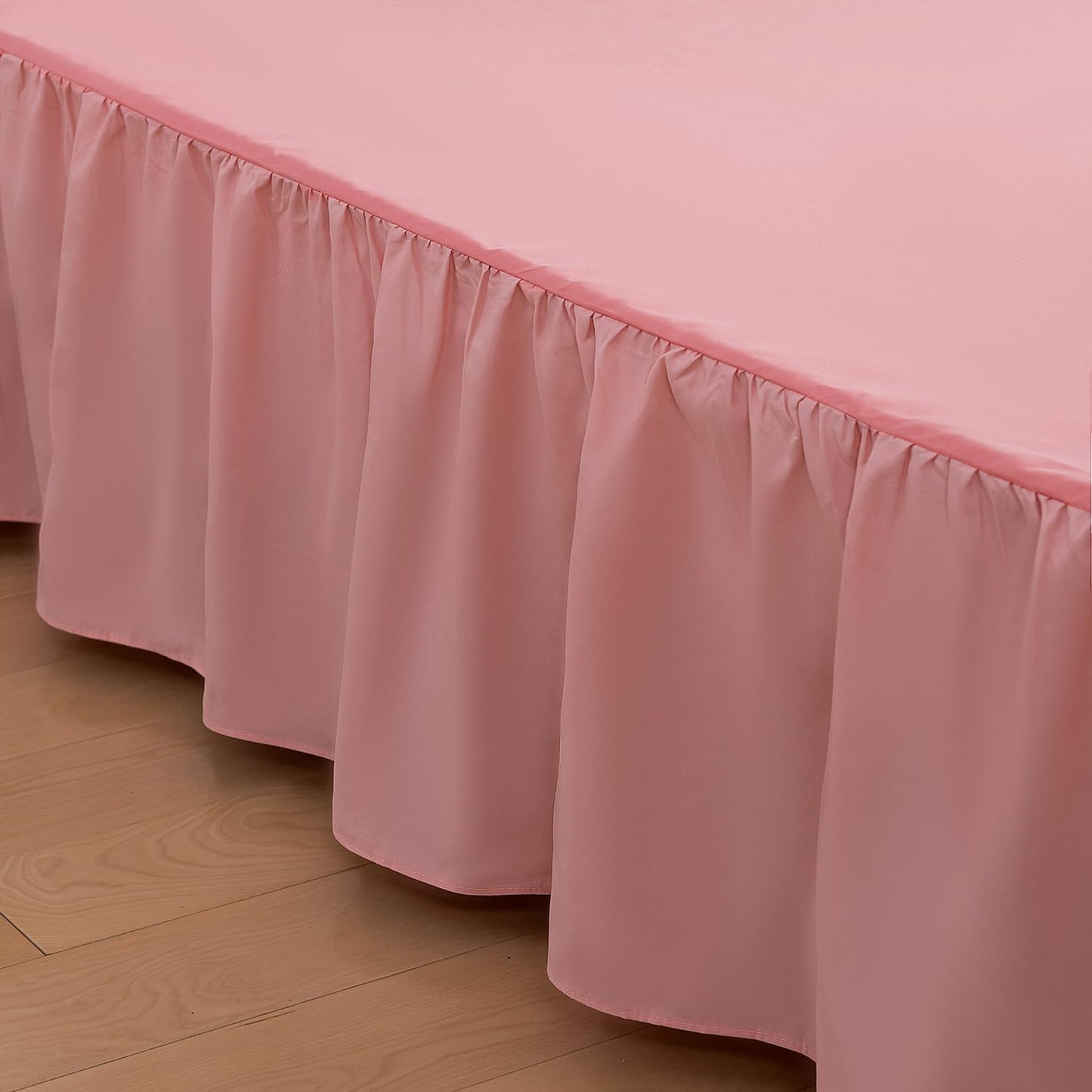 Bed Skirt Queen Size Ruffled Bed Skirts with Split Corners, 16 Inch Drop Dust Ruffle Bed Skirt with Platform,16 Inch, Peach, Queen Size