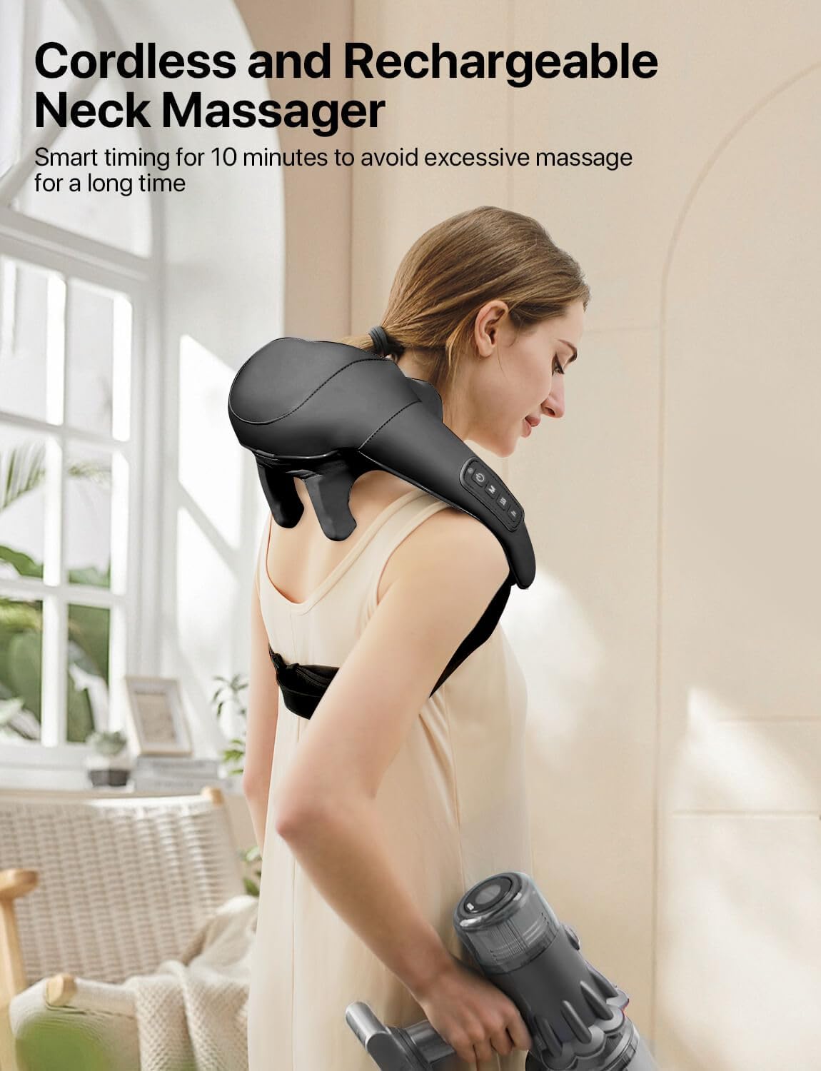 Cordless Shiatsu Neck and Back Massager with Heat, 2500mAh Rechargeable Electric Deep Tissue 3D Kneading Massage Pillow for Shoulder, Leg, Body Muscle Pain Relief, Gifts for Dad Mom Friends