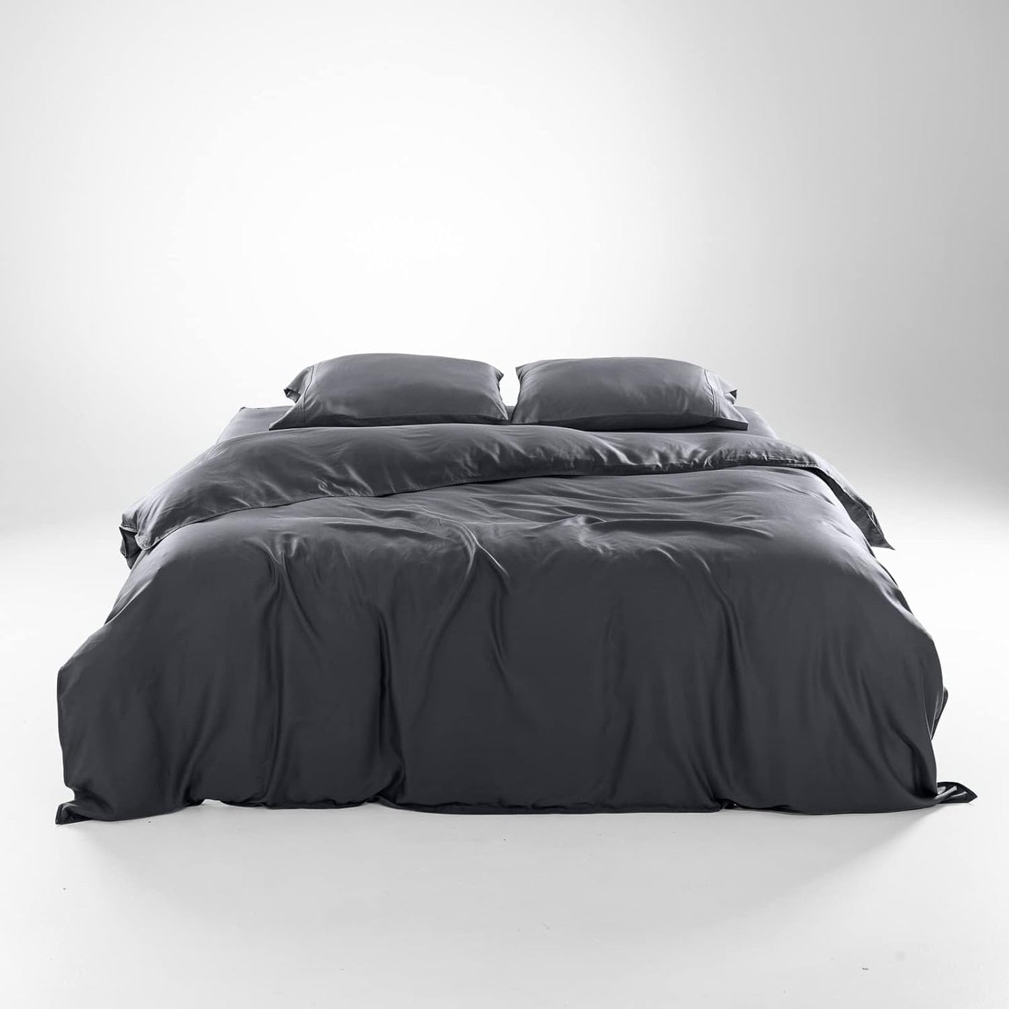 Olive + Crate Tencel Eucalyptus Cooling Duvet Cover Set - Hypoallergenic, Lyocell Tencel Duvet Cover - Soft, Temperature Regulating with Hidden Button Closure & Corner Ties - Twin XL [Charcoal]
