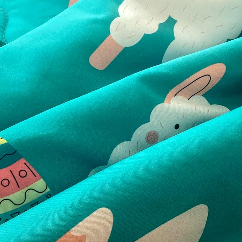 Wajade Kids Llama Comforter Set Bed in A Bag Queen Size 7 Piece Cute Alpaca Tropical Plant Cactus Bedding Set for Girls Boys (1 Comforter, 1 Flat Sheet, 1 Fitted Sheet, 2 Pillowcase and 2 Pillow Sham)