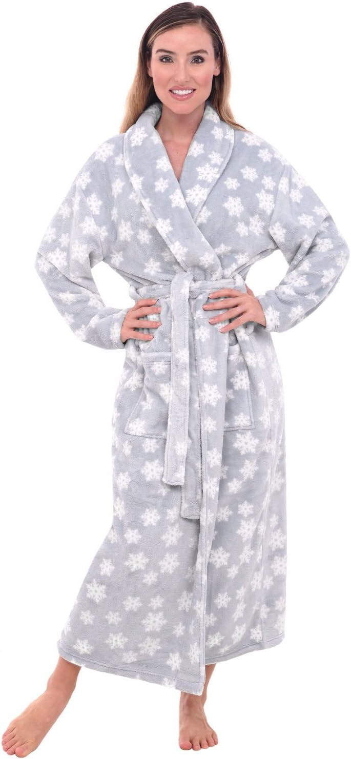 Alexander Del Rossa Plush Robe for Women, Long Fleece Winter Bath Robe, Plus Size