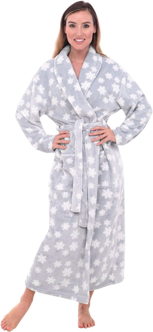 Alexander Del Rossa Plush Robe for Women, Long Fleece Winter Bath Robe, Plus Size