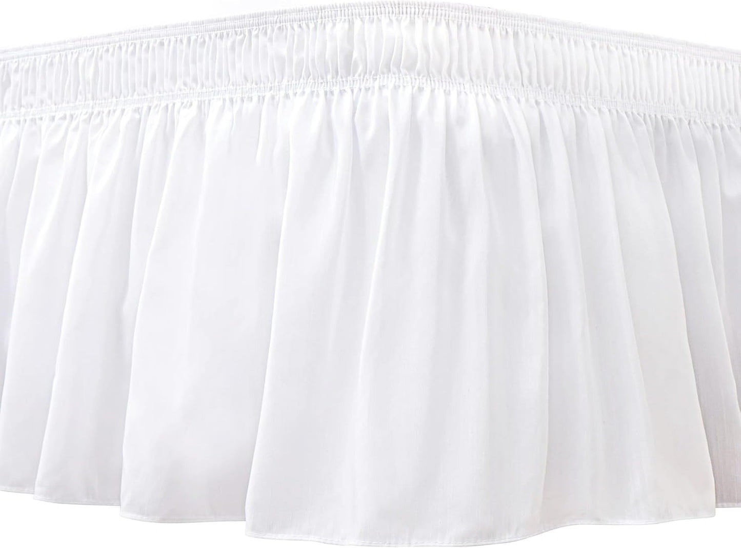 Biscaynebay Wrap Around Bed Skirts for Queen Beds 17" Drop, White Adjustable Elastic Dust Ruffles Easy Fit Wrinkle & Fade Resistant Silky Luxurious Fabric Solid Machine Washable