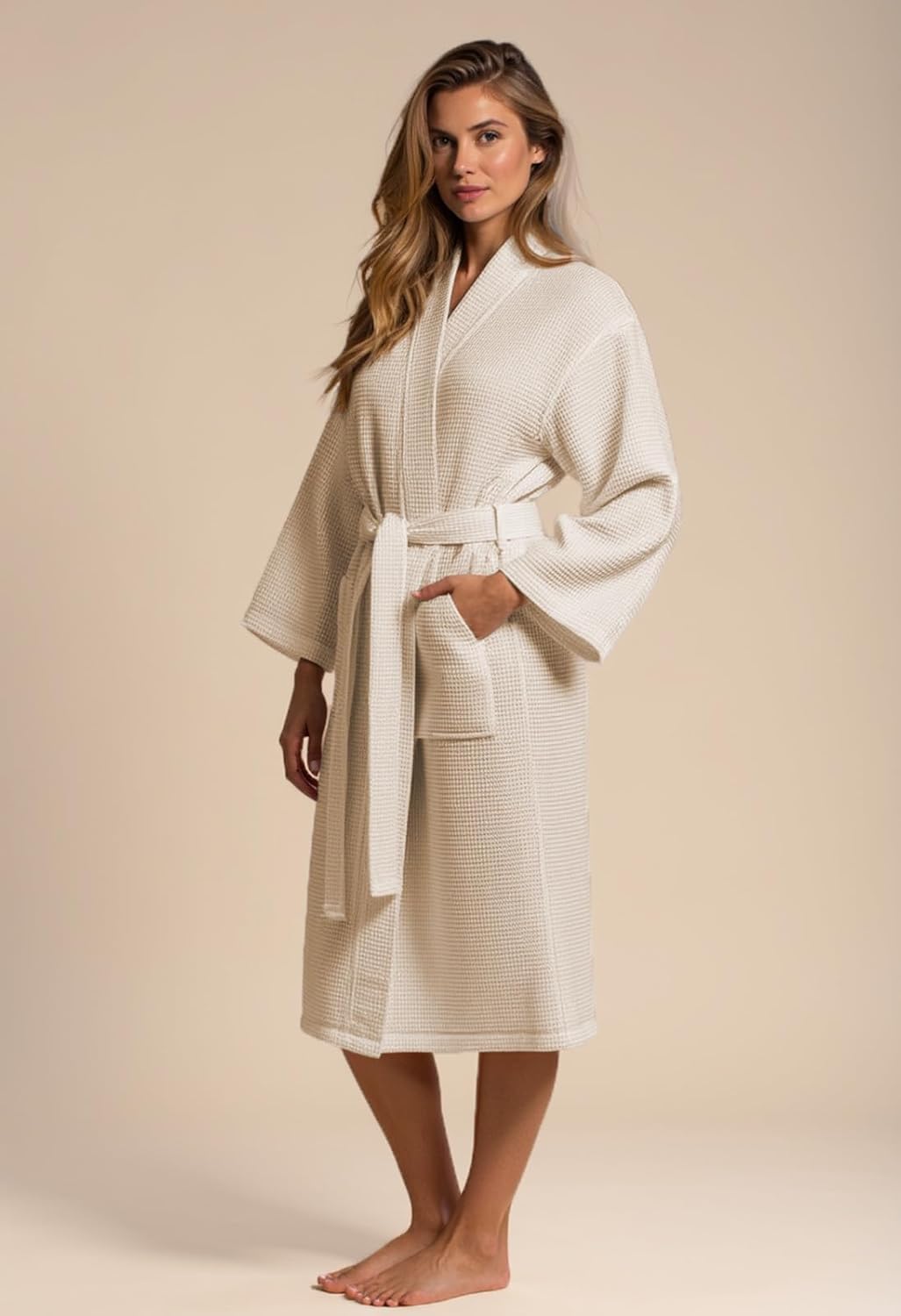 Turquaz Lightweight Full-Length Robes For Women Waffle Kimono Bathrobe - Soft, Fast-Drying, Long-Lasting Cotton Blend Unisex