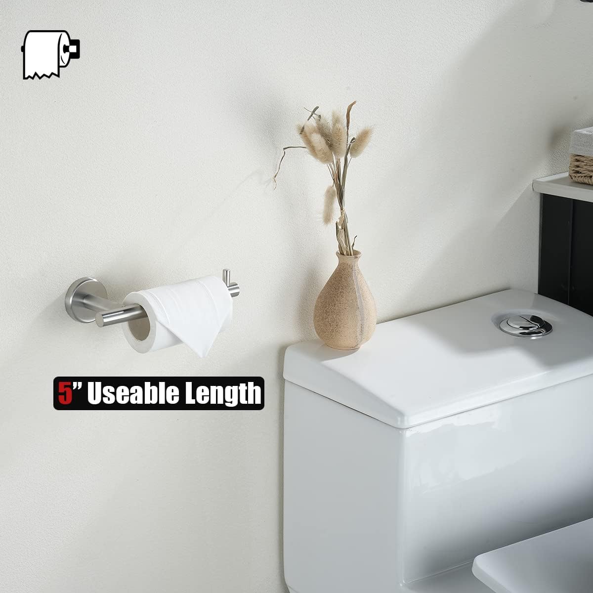 JQK Toilet Paper Holder, 5 Inch 304 Stainless Steel Tissue Paper Dispenser, Brushed Nickel Wall Mount 2 Pack, TPH100-BN-P2