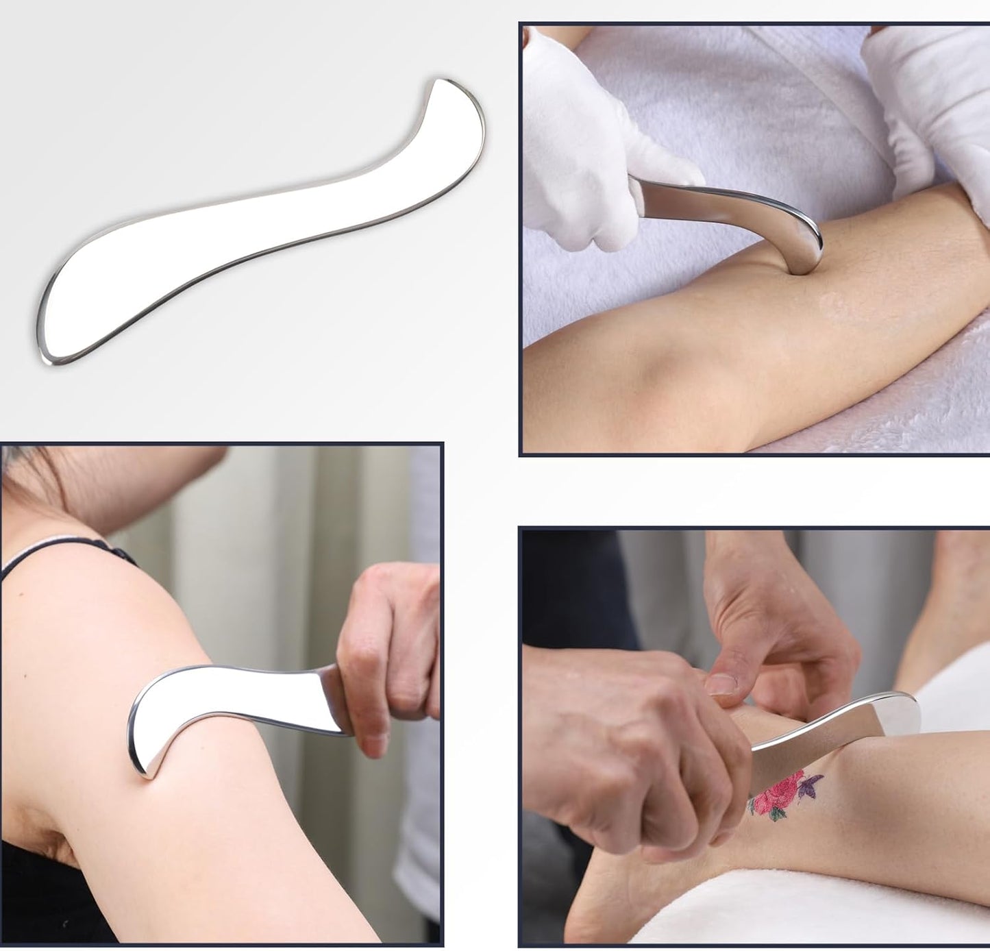 FeelFree Sport 3 in 1 Muscle Scraper Tool-Gua Sha Scraping Tool Physical Therapy Massage Tool-Soft Tissue Mobilization for Back, Legs, Arm (A+D+S)