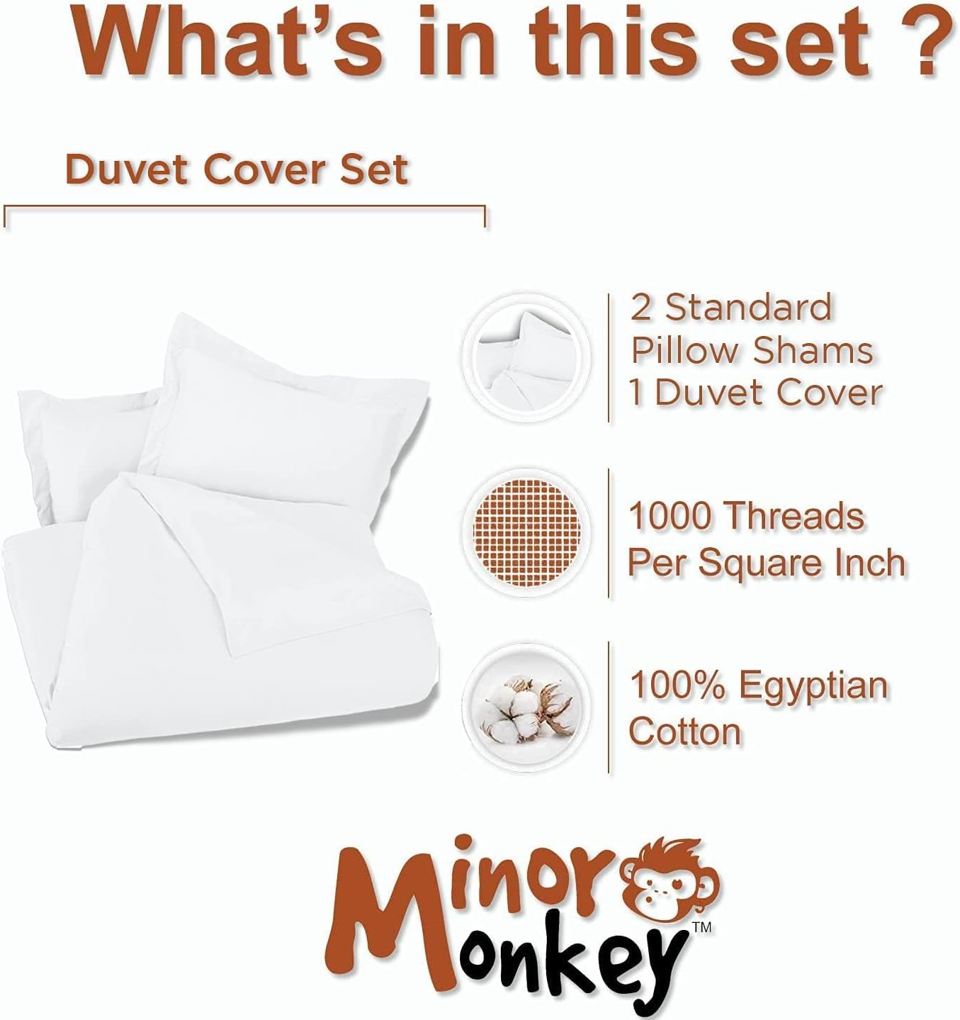 Premium Queen Duvet Cover Set 3 Piece with Zipper & Corner Ties - 100% Egyptian Cotton 1000 Thread Count Luxurious Bedding 1 Duvet Cover 2 Pillow Shams (Queen/Full, Ivory)