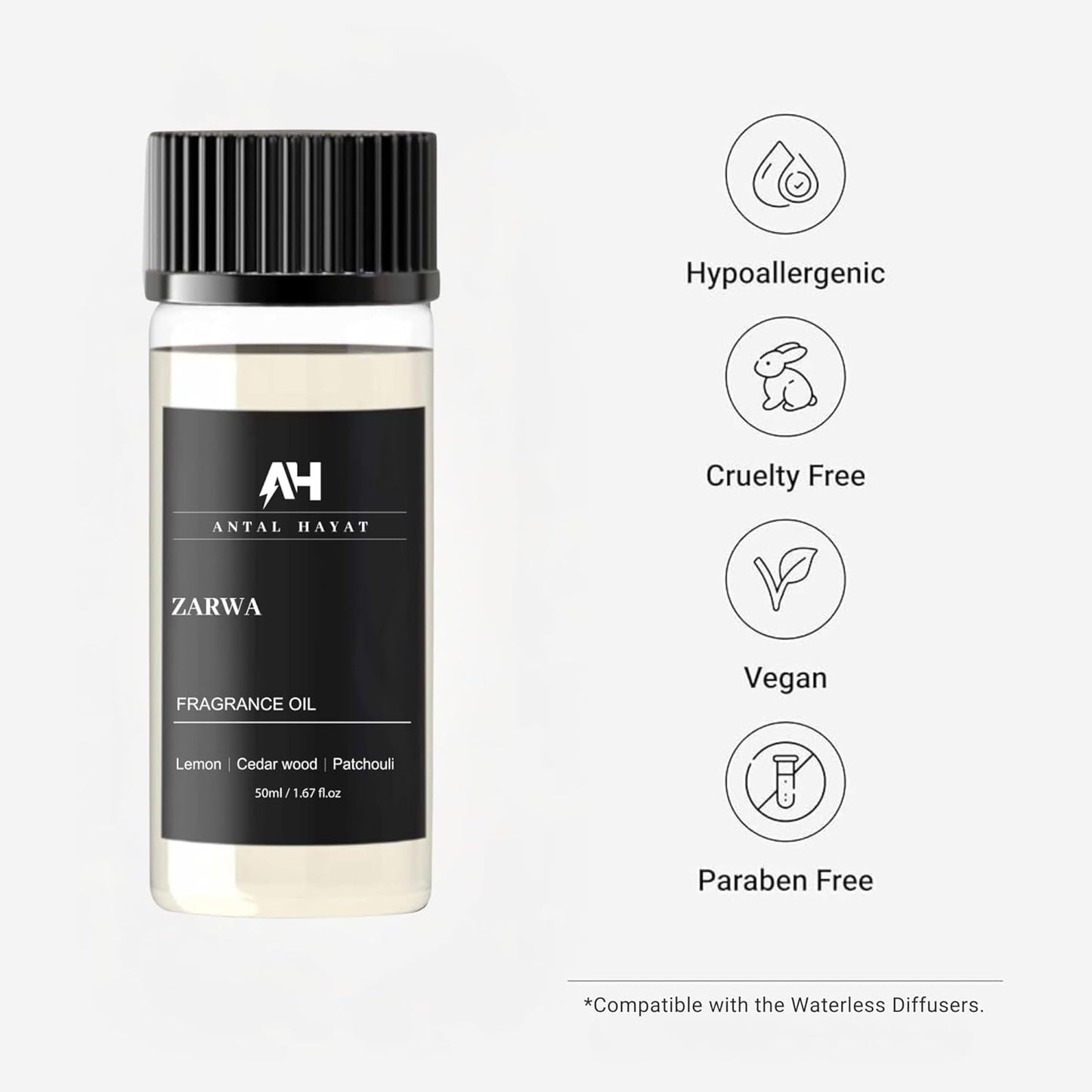 Hotel Scent Zarwa Diffuser Oil 50ml – Inspired by Aventus Cologne – Premium Home Scent – Essential Oil with Lemon, Patchouli, Cedarwood – Luxury Aromatherapy Refill for Diffusers