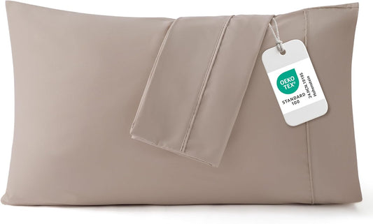 Bedsure King Size Pillow Cases Set of 2 - Khaki Brushed Microfiber Pillowcases 2 Pack, Super Soft Pillow Case Cover with Envelope Closure, Wrinkle, Fade and Stain Resistant, 20x36 Inches