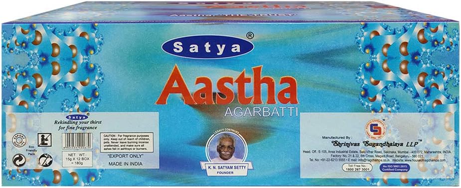 Aastha Incense Sticks and Incense Stick Holder Bundle Insence Insense Satya