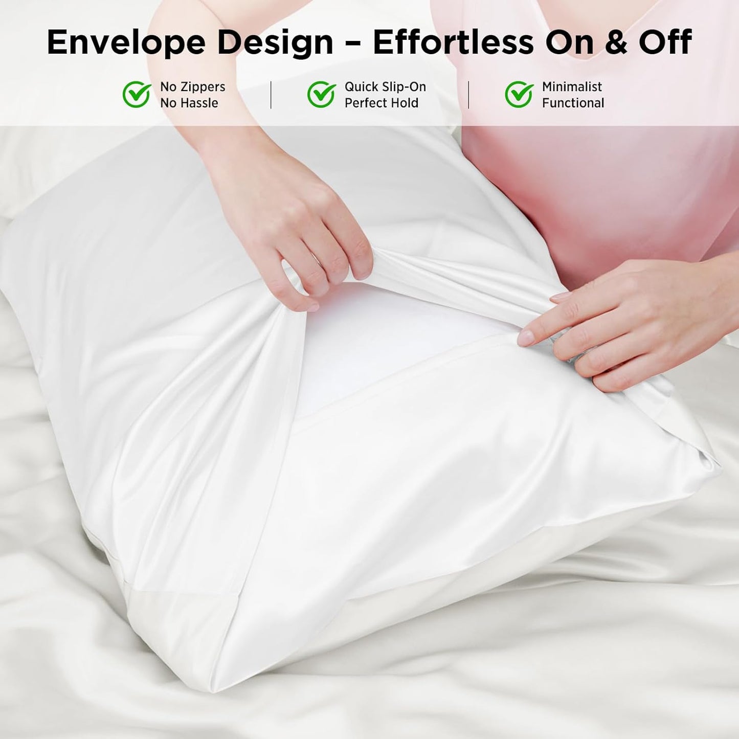 Utukky 100% Mulberry Silk Pillowcase 22 Momme - Ultra Premium 6A Grade Silk Pillow Case - Envelope Enclosure - Breathable Cooling Pillow Cover